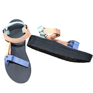 Teva Sandals Womens 11 Pastel Platform Strappy‎ Shoes Comfy NEW Peach Green